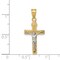 14K Two Tone Gold Diamond Cut Cross Crucifix Pendant Charm Jewelry 28 x 13 mm